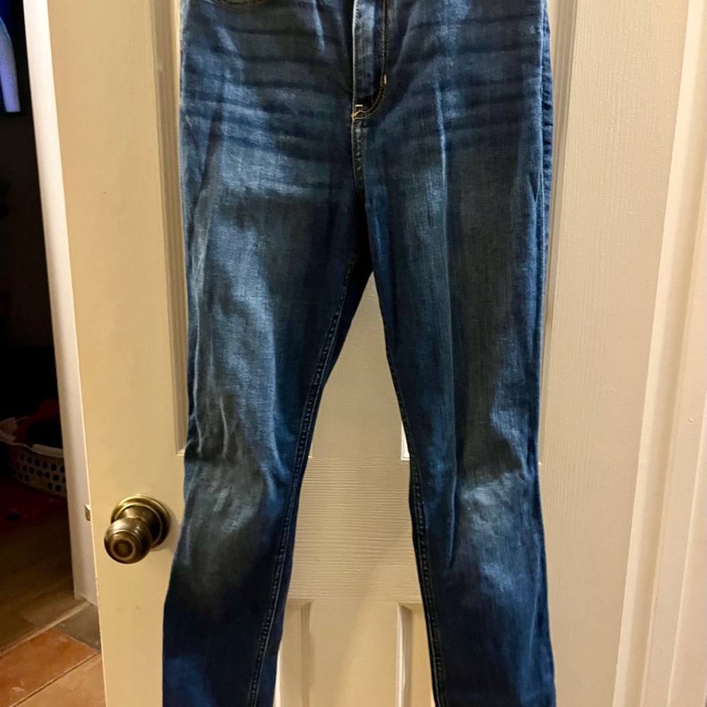 Blue Denim Jeans, high- waisted
stretchy style. Excellent condition; 
Size -27,4